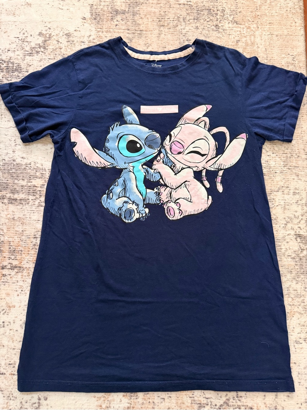 Vintage Disney Navy Tee with Stitch & Angel Graphic